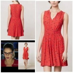 Leifnotes Anthropologie Skipper Ship Red Nautical Dress Seen On TV Arrow Sz XS